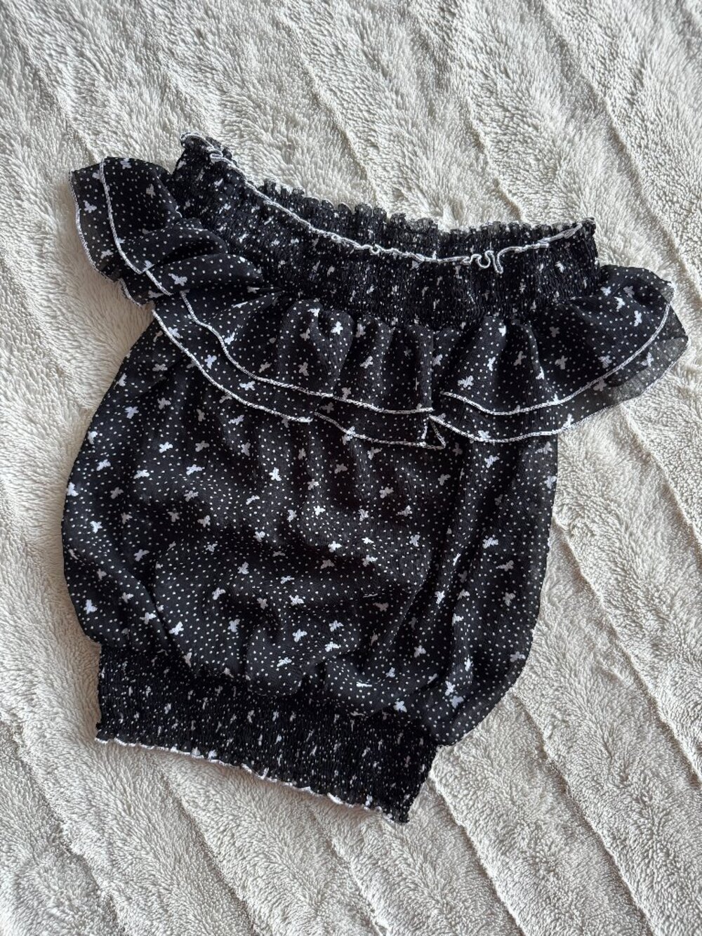 Vintage Y2K Suzy Shier Black Off Shoulder Peasant Blouse